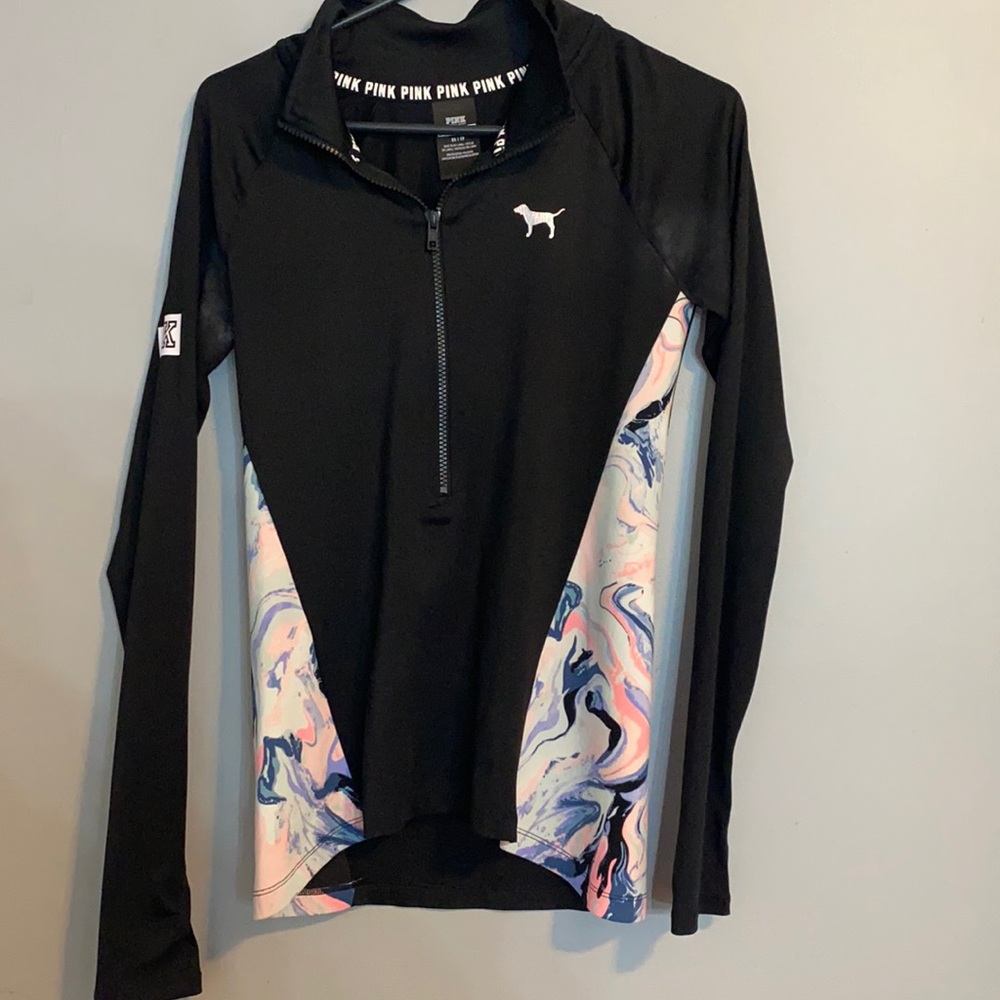PINK marble quarter zip